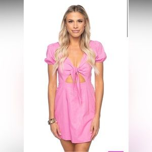 NWT Buddy Love Pink Front-Tie Mini Dress M